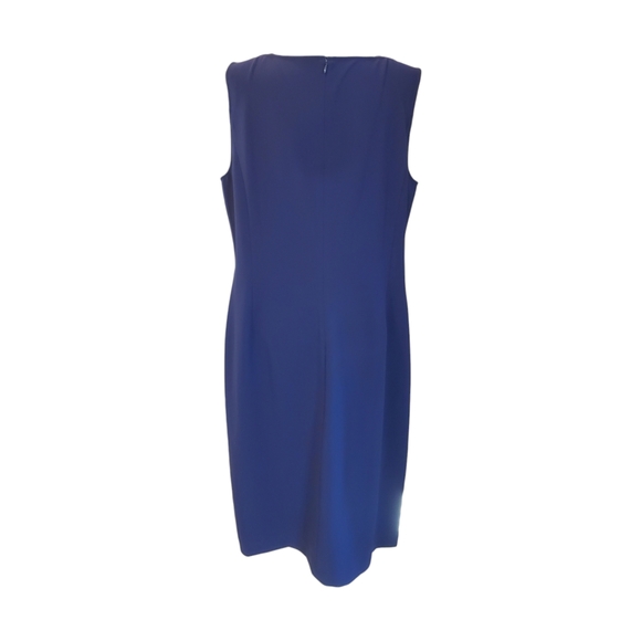 Saint John Navy Sleeveless Dress Gathered at the Waist Size 16 - Picture 3 of 5